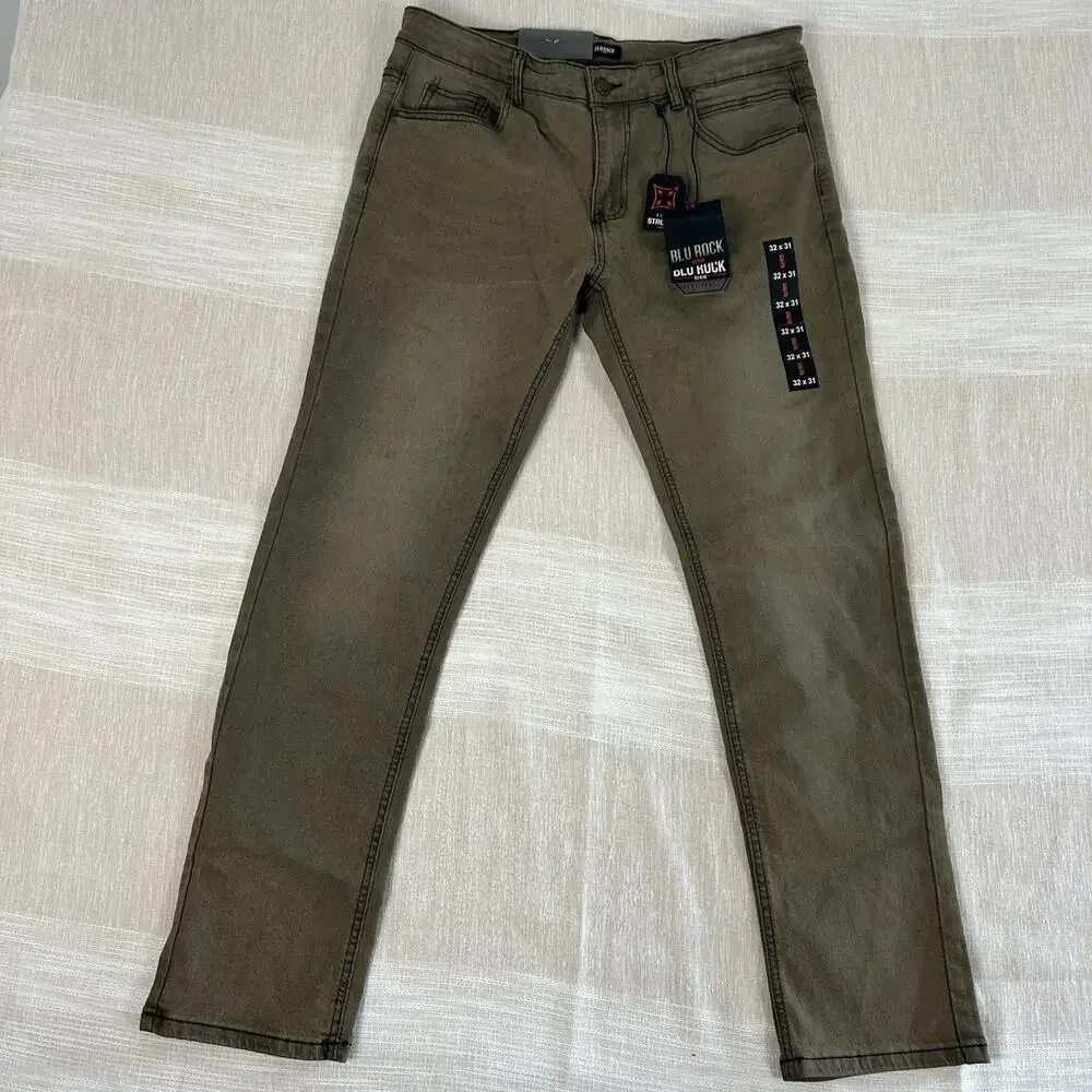 Blu Rock Denim Men's Slim Fit 4-Way Flex‎ Jeans 32X31 Grey Denim Stretch NEW!